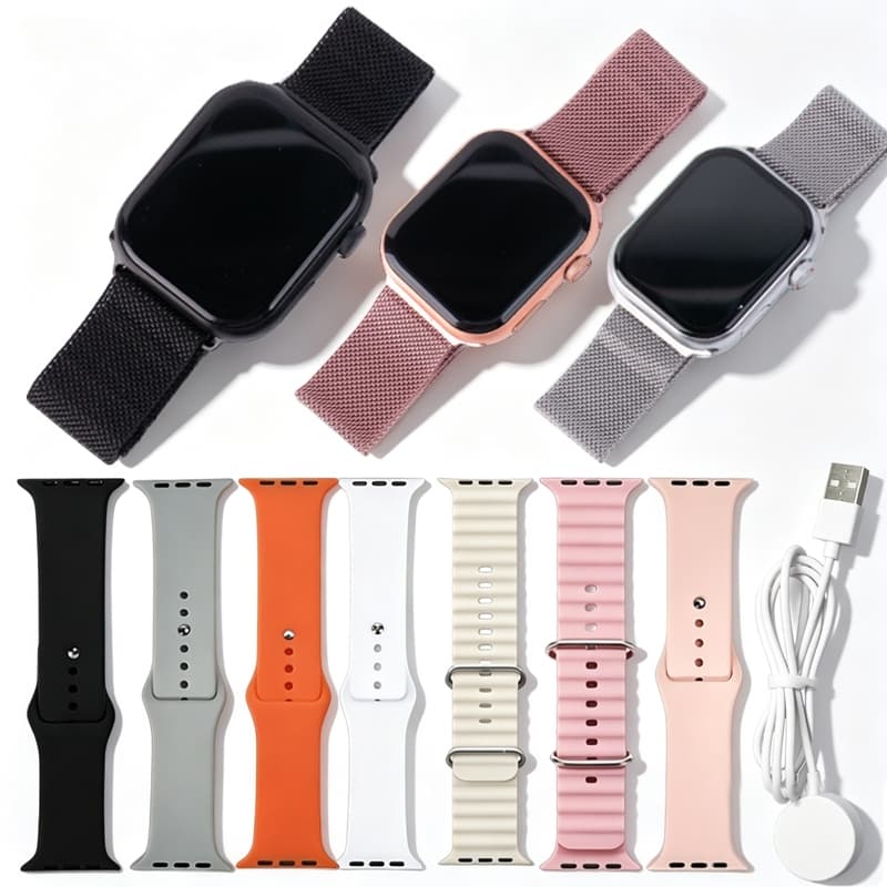 kit Smart watch Relógio inteligente 7 em-1 Gift Voice chamada Heart RateTracker Relógios masculinos Relógio Feminino