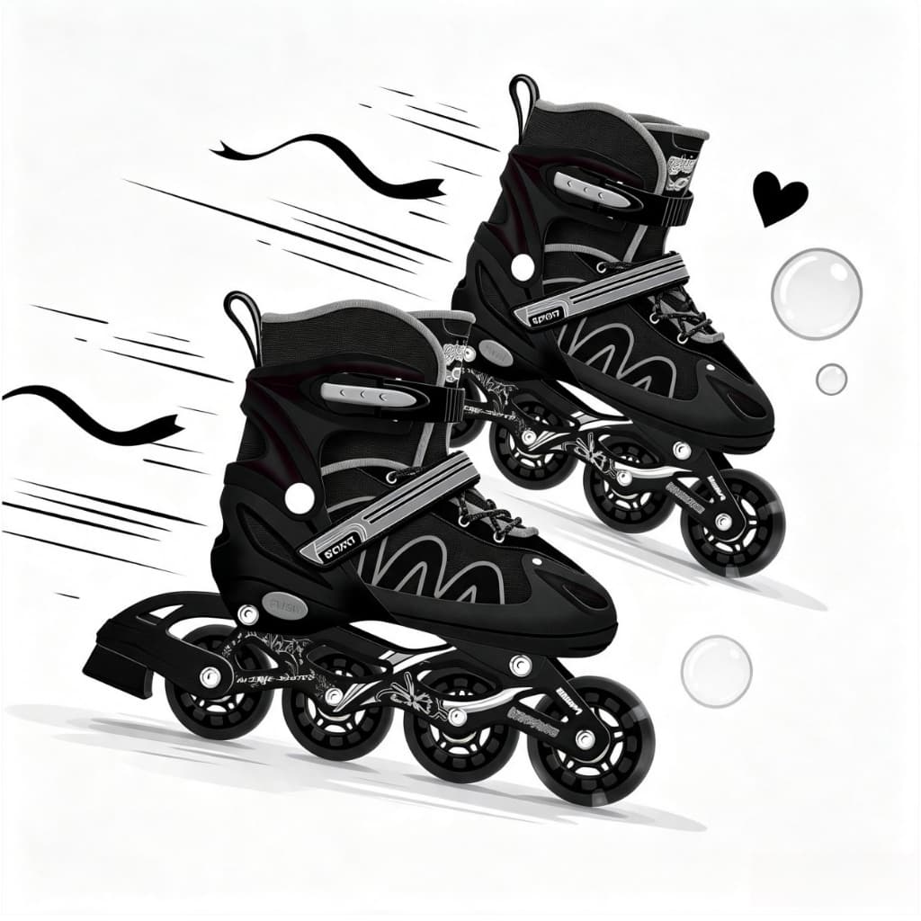 Patins Inline Infantil Roller 4 Rodas Reto Preto Com Prata Ajustavel Meninos
