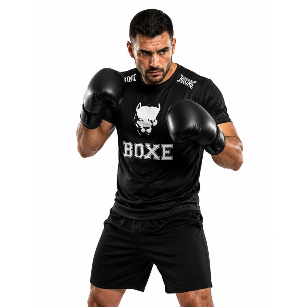 Camiseta de Boxe Masculina Treino Luta Academia Boxing Dry Fit Pitt Bull Preta