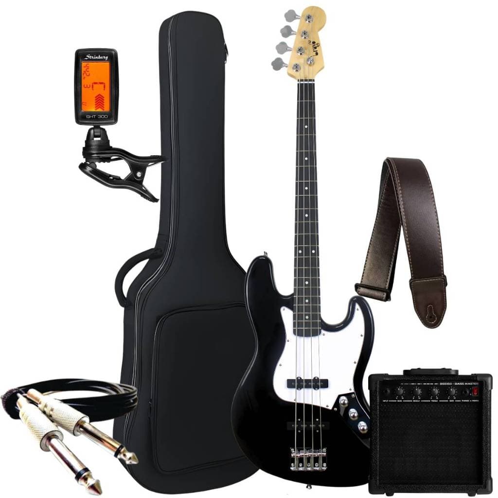 Kit Contra Baixo Bravo 4 Cordas Bb100 Passivo Jazz Bass + Acessórios + Amplificador