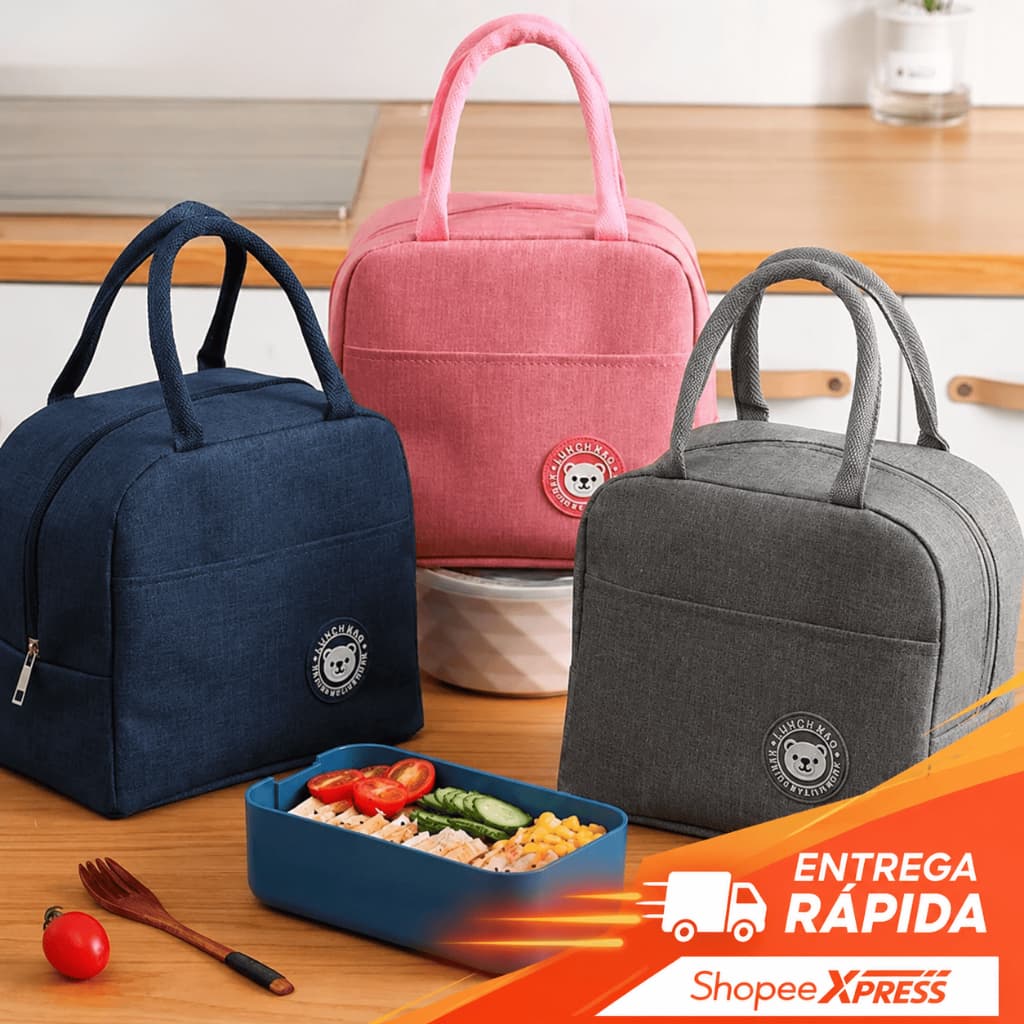 Bolsa Térmica Marmita Grande Lancheira Portátil Impermeável Alça Ajustável Viagem