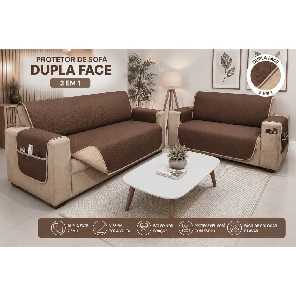 PROTETOR PARA SOFA DUPLA FACE 2 e 3 Lugares