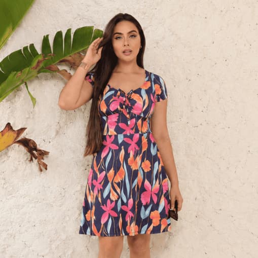 Vestido Maio Kelly Estampado Vestido com Shorts Moda Evangélica