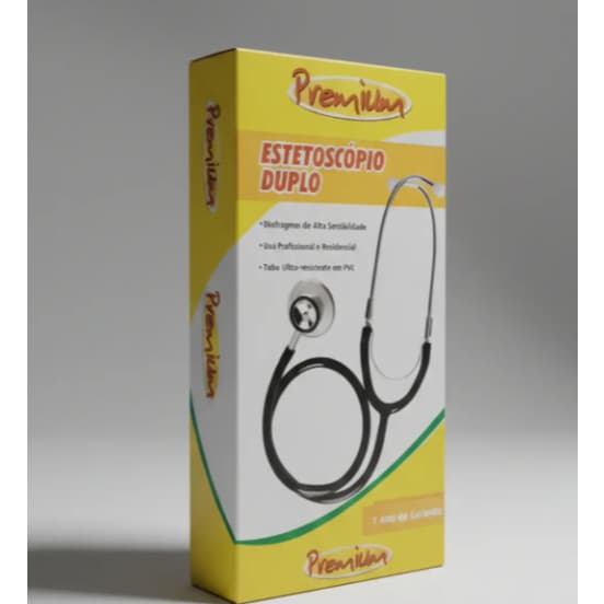 Estetoscópio Cardiologic Duplo Premium Aço Inox Profissional Preto
