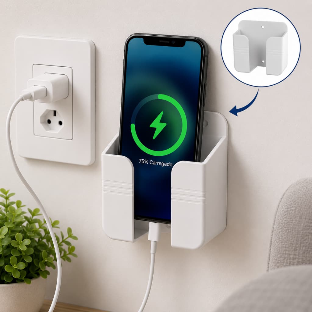 Suporte Celular Parede Autoadesivo Porta Celular Carregador Organizador Universal Multiuso