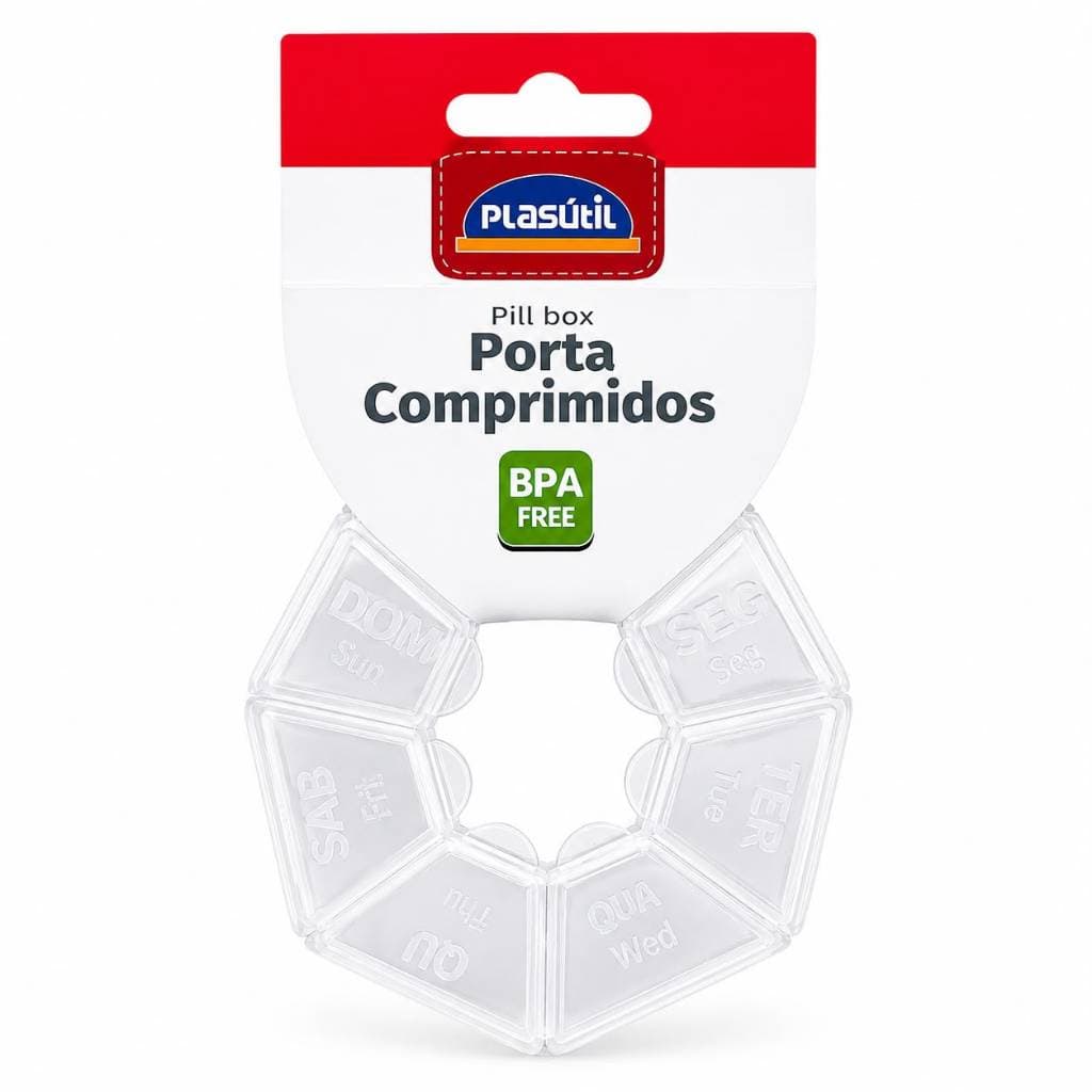 Porta Comprimidos Semanal 7 Dias Organizador de Remédios Transparente BPA Free Plasútil