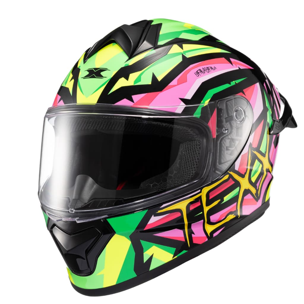 Capacete Texx Spike Maasai Verde Rosa Capacete Integral Moto Esportivo Original Alta Segurança