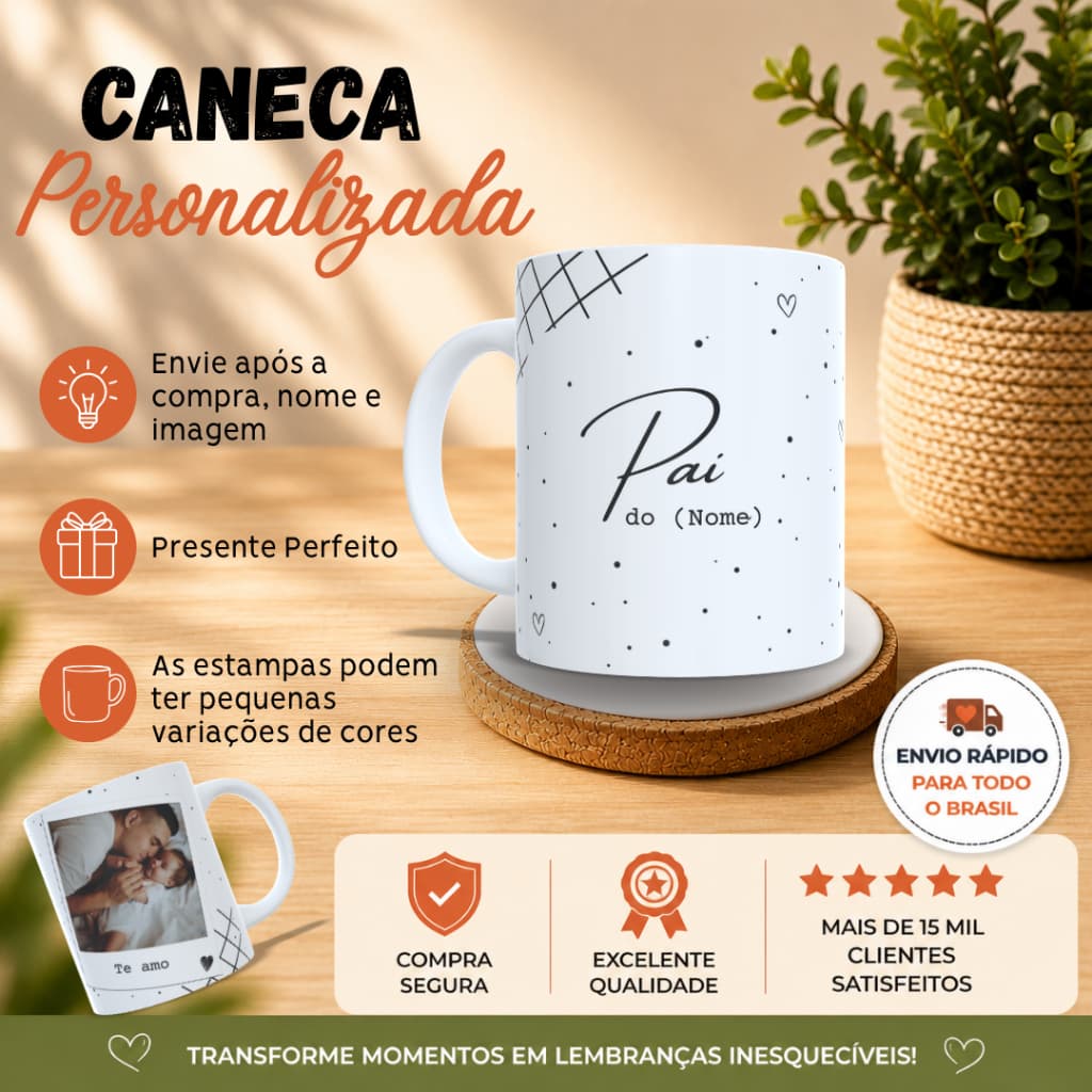 Caneca Personalizada Dia dos Pais Xícara Personalizada Dia dos Pais Caneca Pai Com Nome e Foto