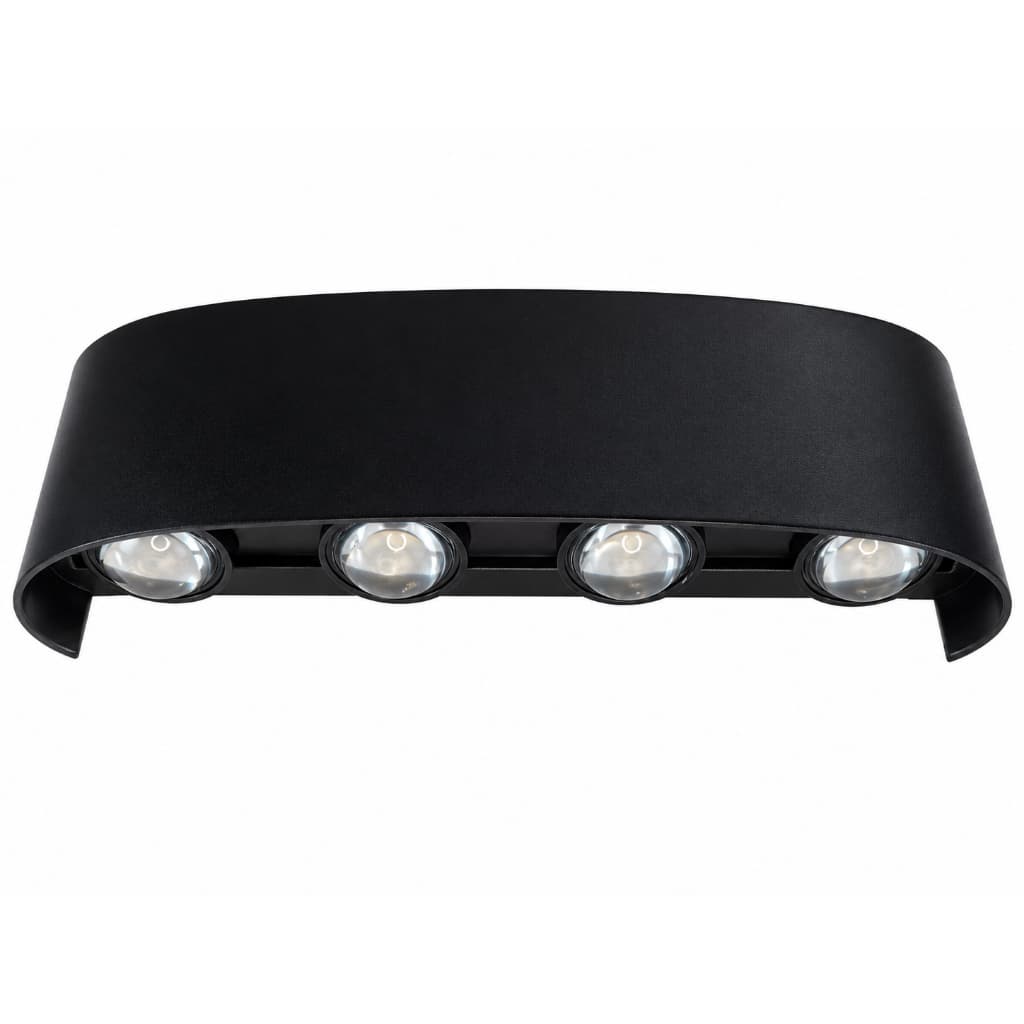 Arandela LED 6W 8 Fachos Viena Luz com luz quente 3000K, acabamento preto fosco, Ideal para paredes, Muros, fachadas