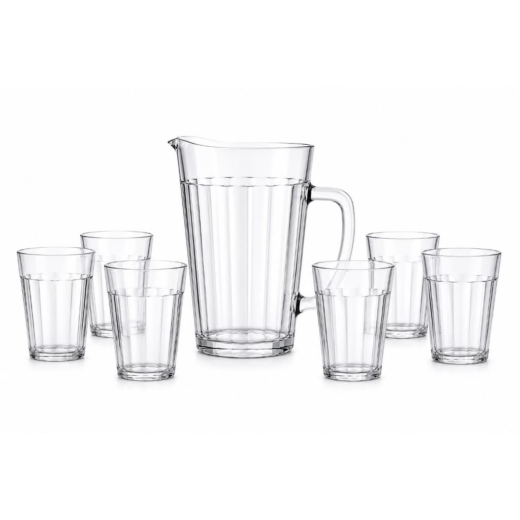Kit Jarra 1,2L + 6 Copos 300ml Transparente Americano Vidro Resistente
