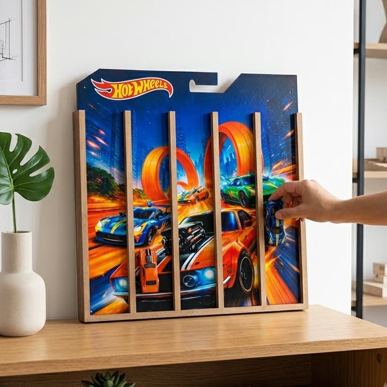 Organizador Hot Wheels De Parede Porta Blister Adesivado 60cm