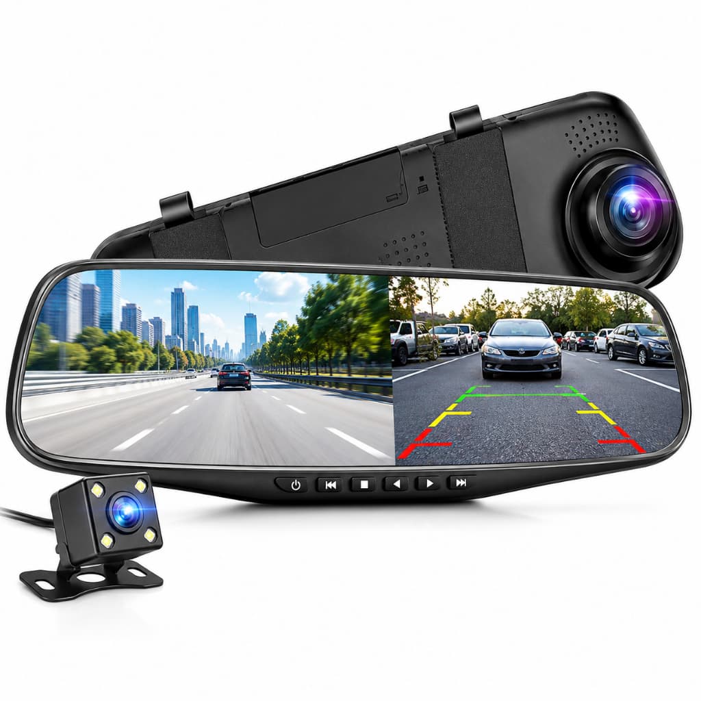 Espelho Retrovisor Com Câmera Veicular  Full HD Frontal E Ré