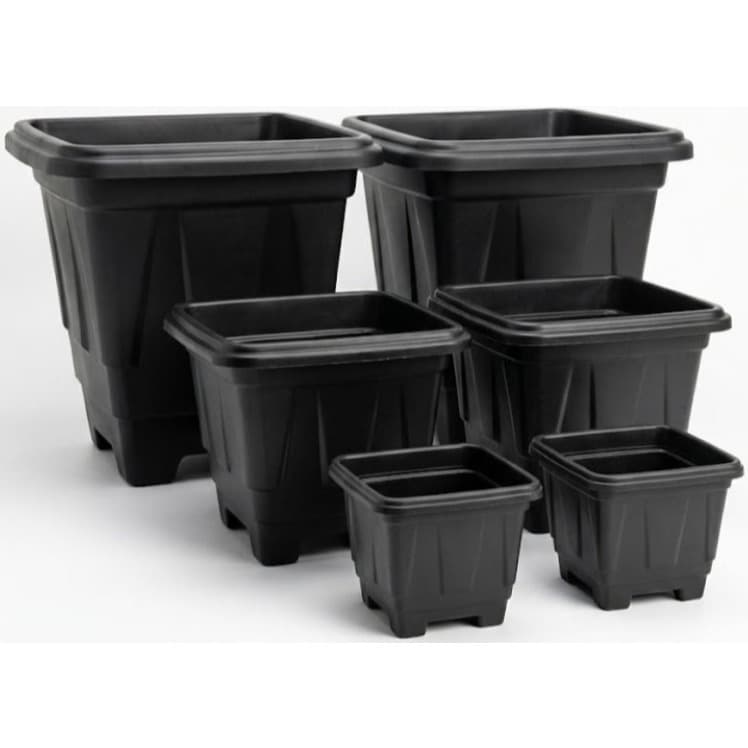 Kit 6 Vasos Quadrados Preto PMG - Horta Planta Casa Jardim Mudas