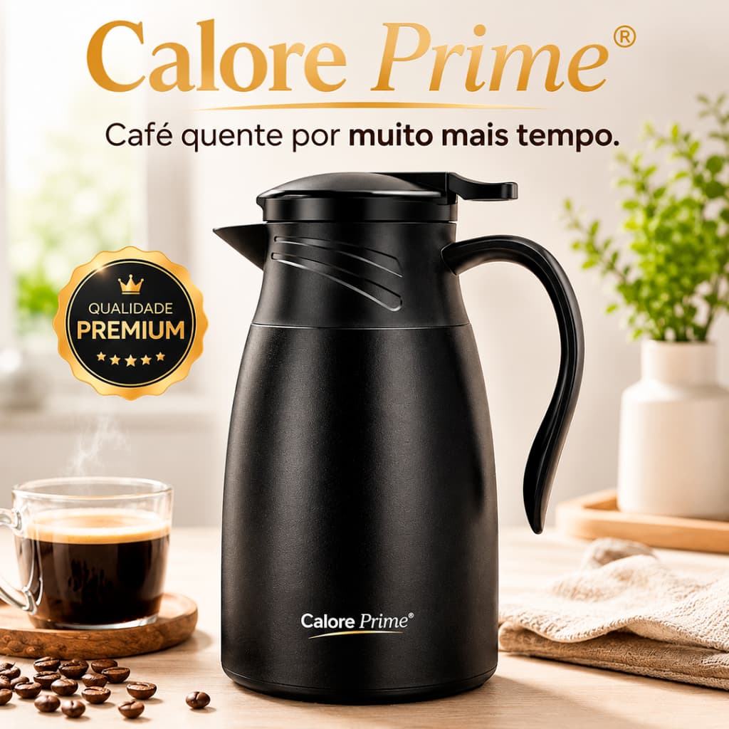 Garrafa Térmica 1 Litro Calore Prime® – Mantém Bebidas Quentes e Frias por Muito Mais Tempo | Isolamento Térmico Premium