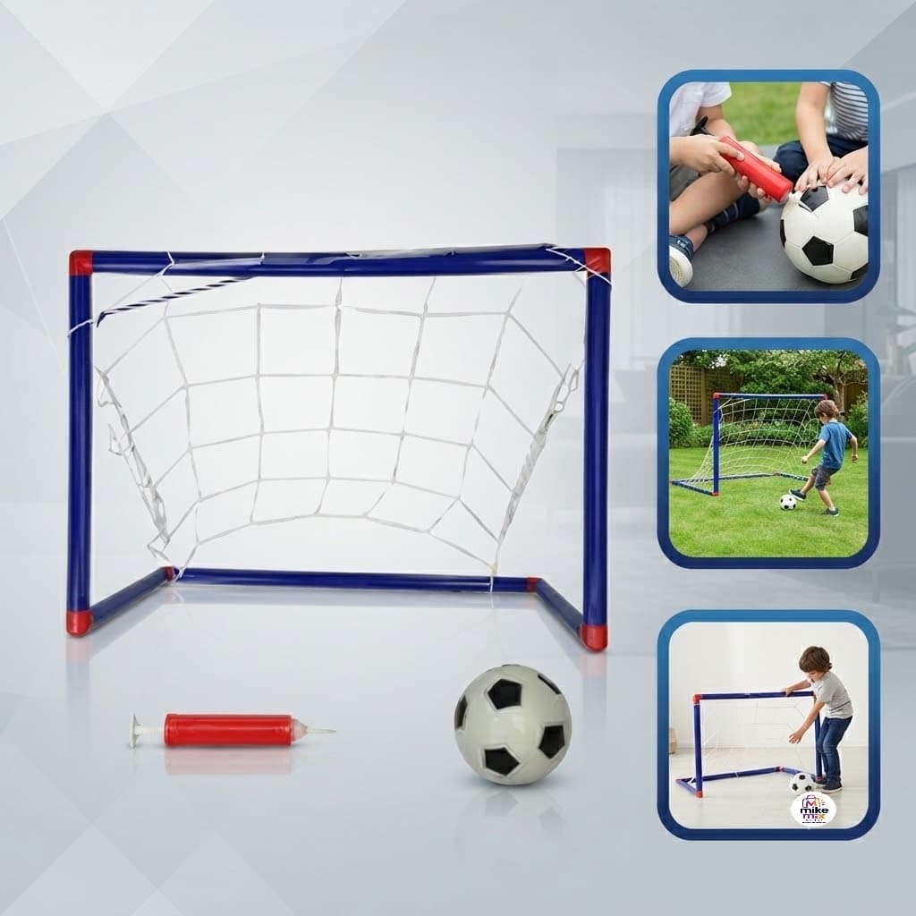 Trave de Futebol Infantil com Bola Azul Mini Gol Brinquedo Esportivo para Crianças Quintal Jardim Lazer Diversão