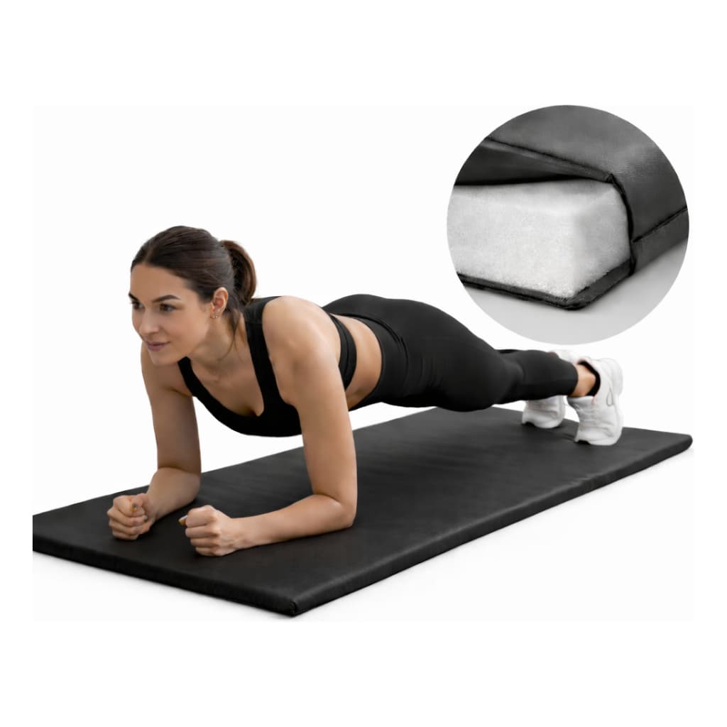 Colchonete de Academia 90x40x3,00 cm Compacto Espuma Macia D23 Impermeável Azul Preto Pilates