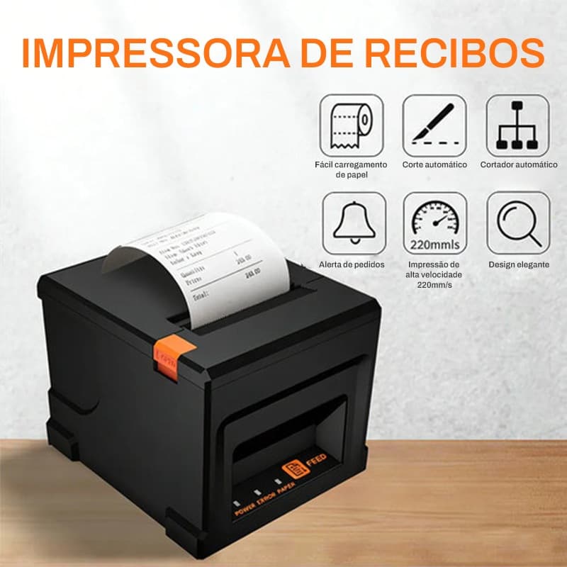 Impressora Térmica 8360 80mm Guilhotina Alta Velocidade USB LAN QR Não Fiscal Multi Sistemas