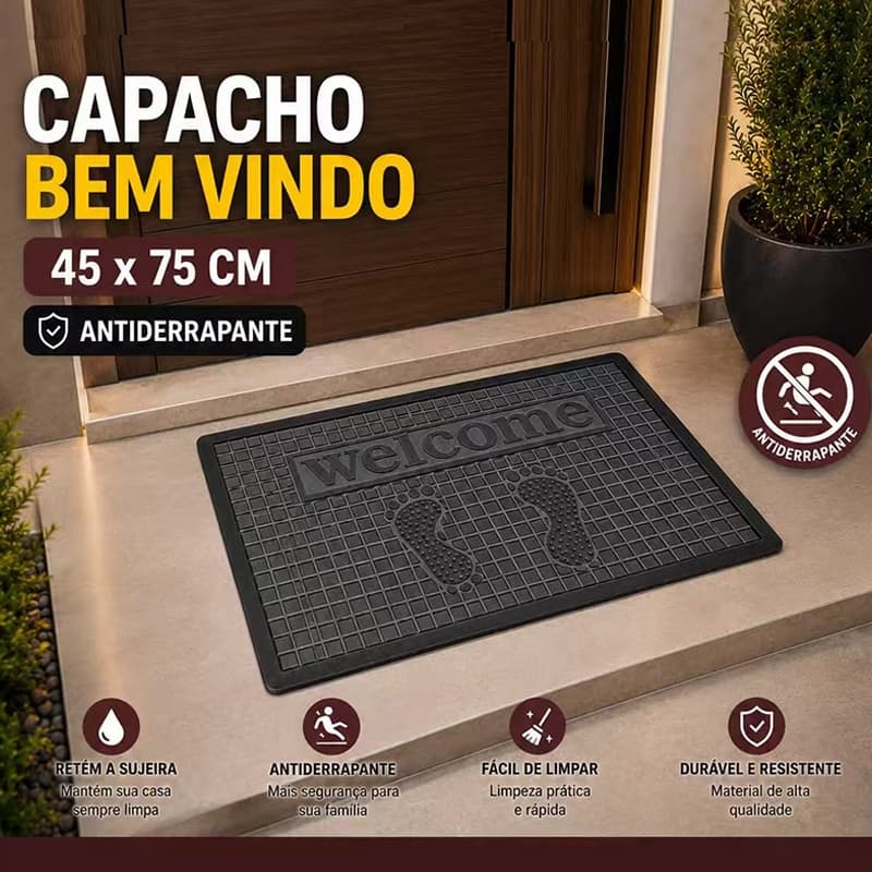 Tapetes Bem-Vindo Capacho Antiderrapante Para Porta 75x45cm Lavável Envio Rápido Full
