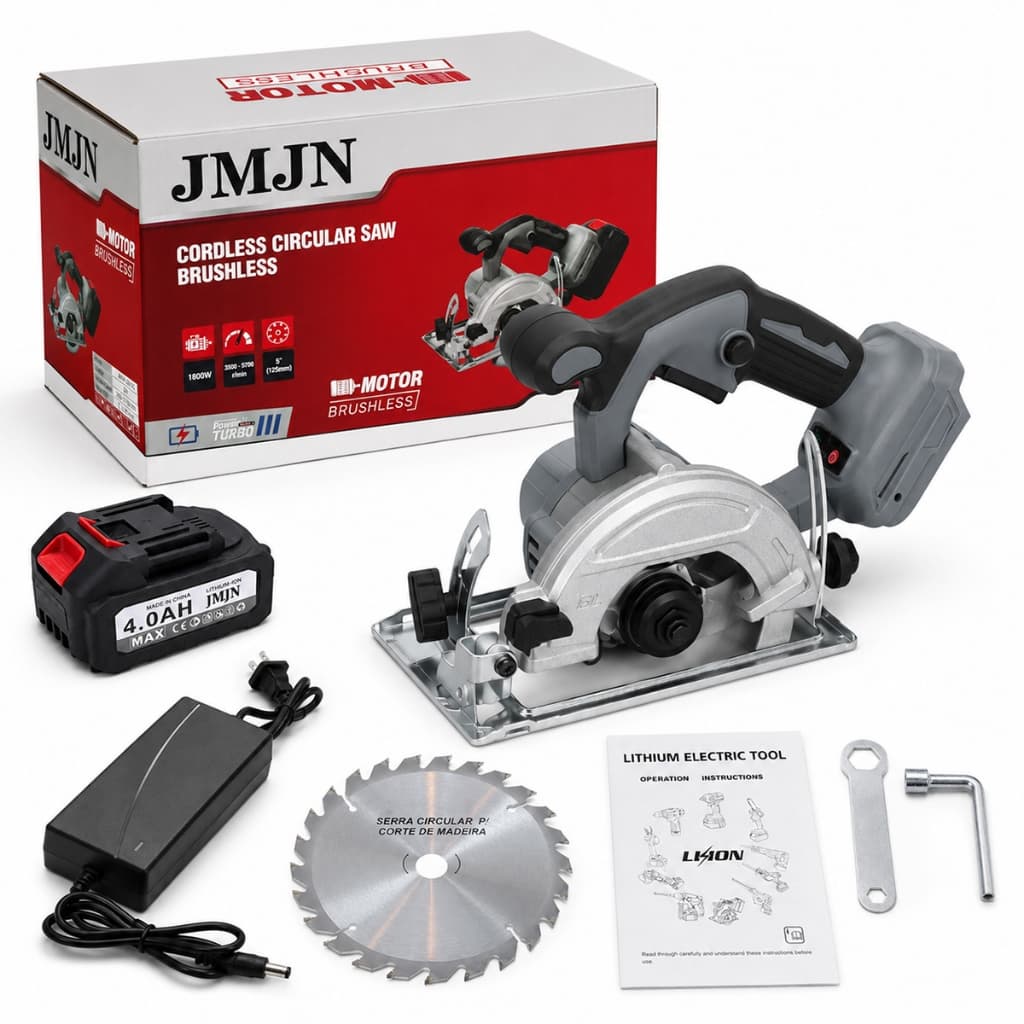 Serra Circular Sem Fio Brushless 48V com Bateria 4.0Ah para Corte de Madeira 12000RPM