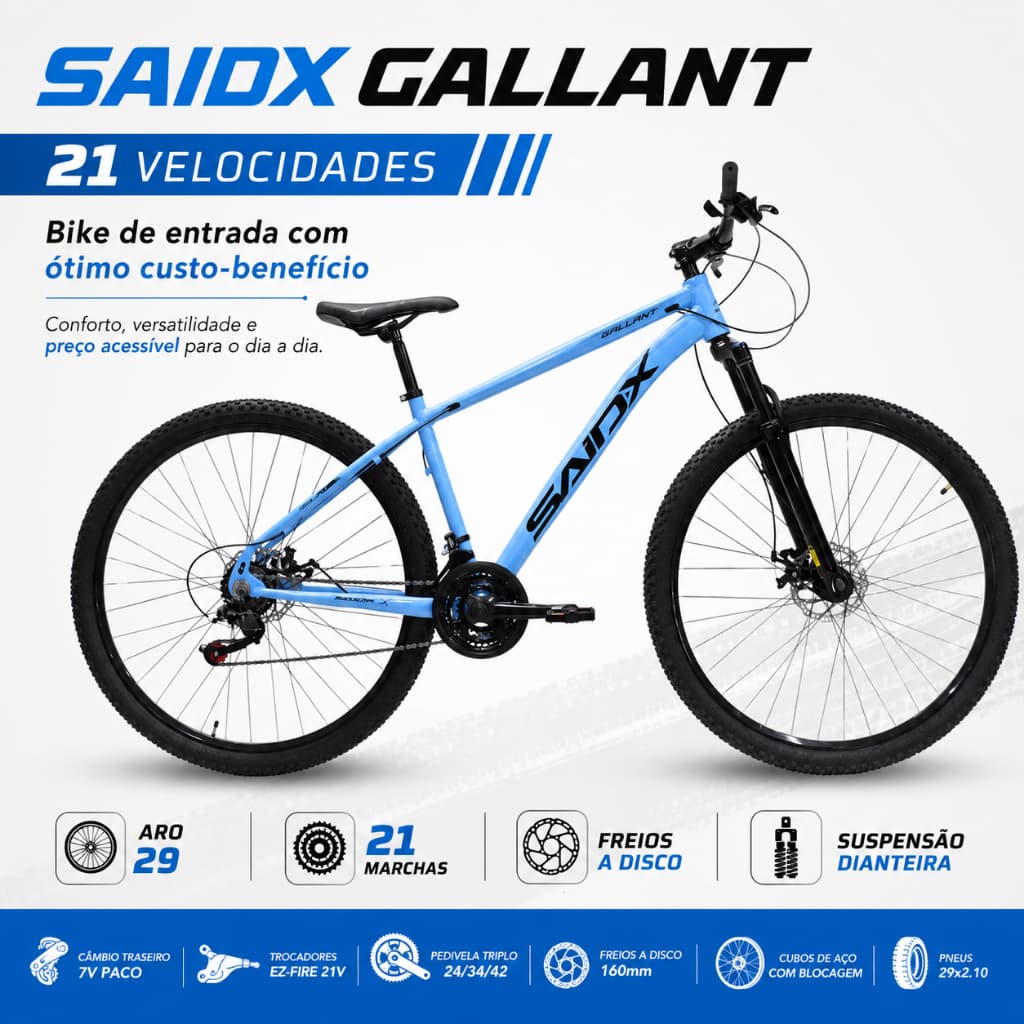 Bicicleta Aro 29 Alumínio 21 Marchas Saidx Gallant Cabeamento Interno