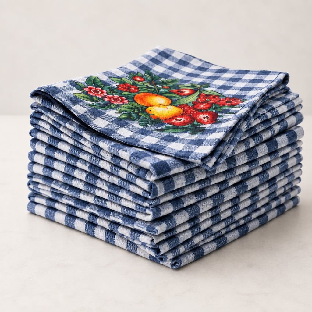 Kit 10 Panos De Copa Xadrez Estampado 100% Algodão Alta Absorção