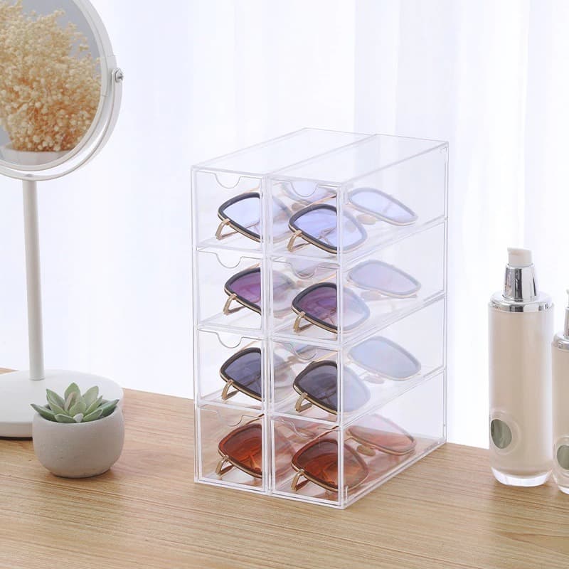 4 Camadas Caixa de Armazenamento de Mesa Estilo Gaveta de Acrílico à Prova de Poeira