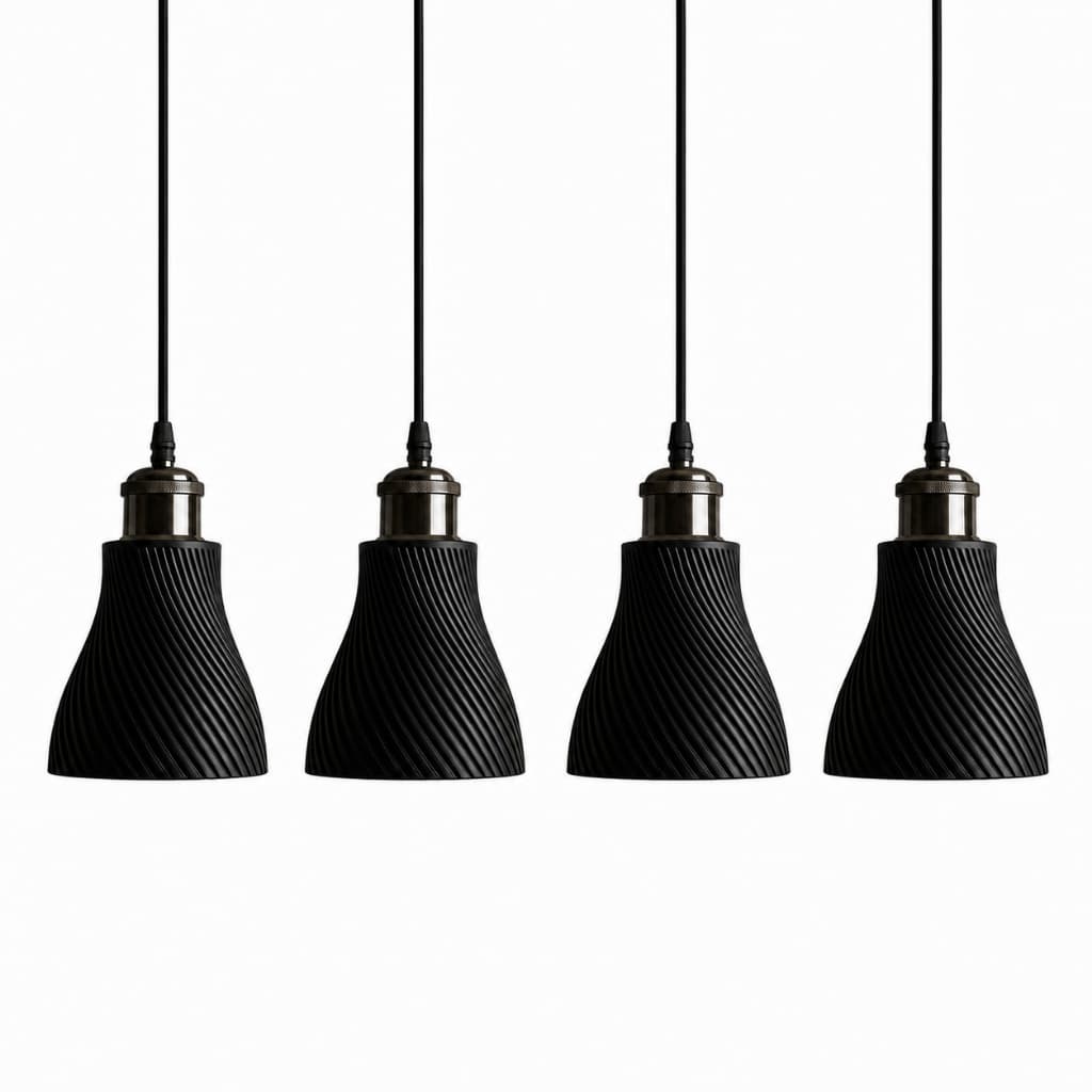 Kit 04 Luminárias Preta Elegantes Decorações Casa Lustre/Pendente