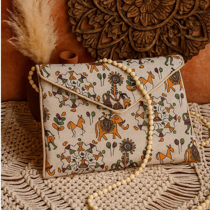 BOLSA ENVELOPE / CLUTCH TRANSVERSAL COM ESTAMPA ARTE WARLI
