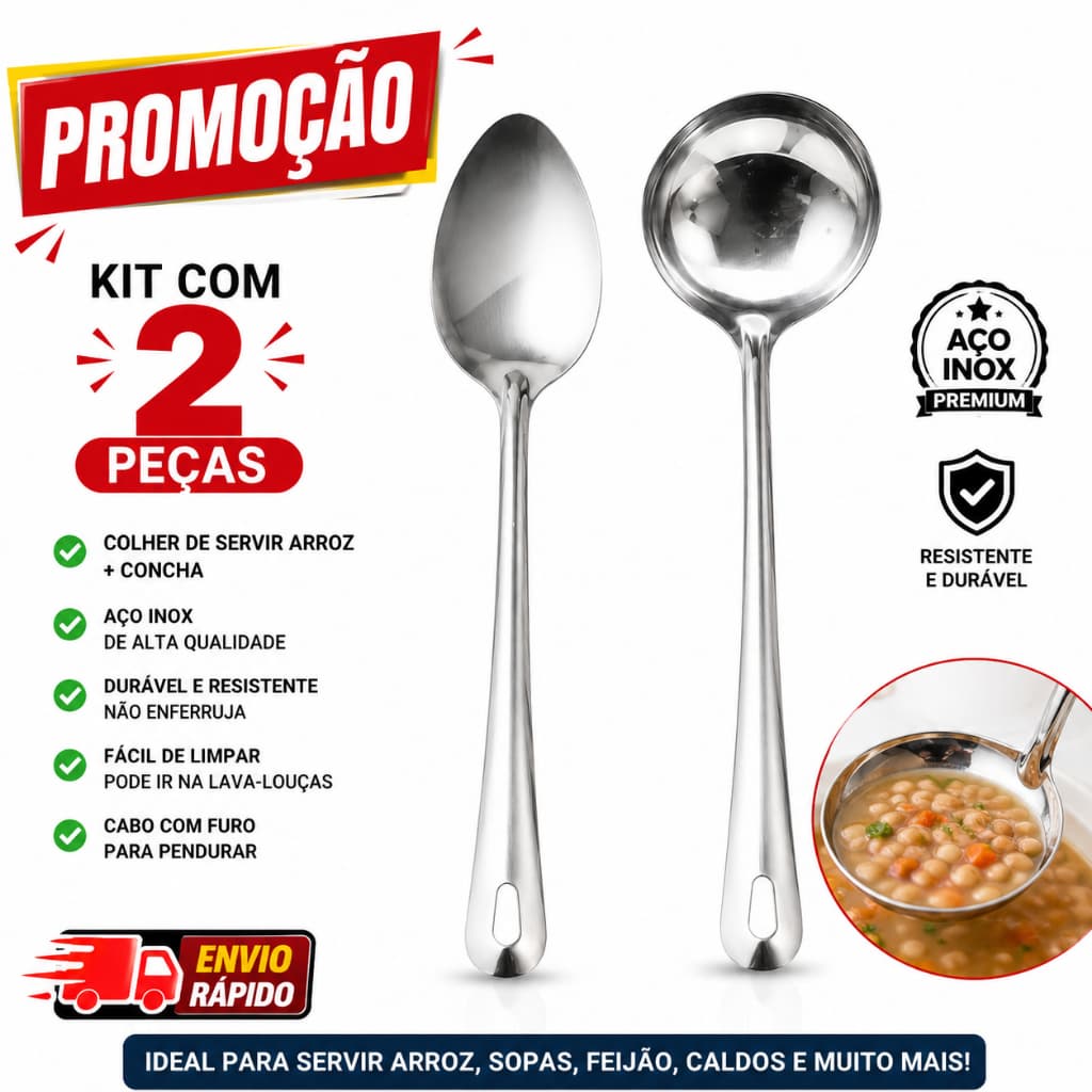 Concha Colher De Arroz Em Inox Premium Utensílios Para Cozinha