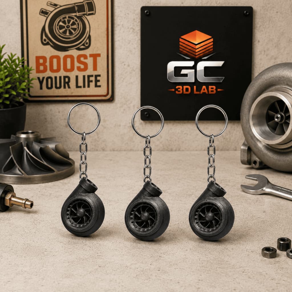 Kit 3 Chaveiros Turbina Automotiva Realista 3D - Gearhead JDM Turbo