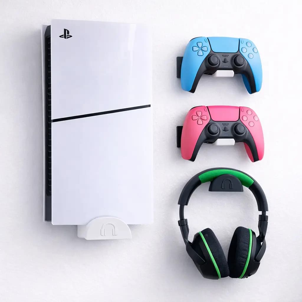 Suporte de Parede Compatível com Playstation 5 - Ps5 - Branco - Preto