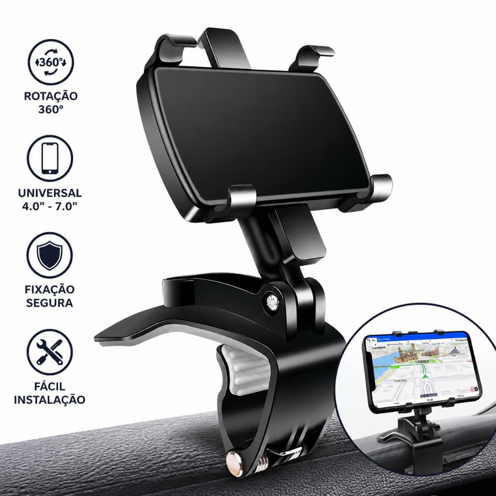 Suporte Para Celular Carro Retrovisor 360° Universal Rotação Ajustável Suporte de Telefone para Espelho Retrovisor