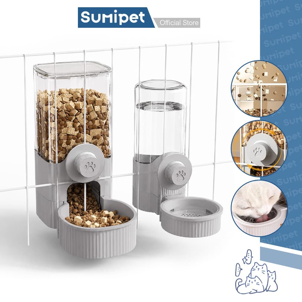 Comedouro ou Bebedouro Automático Pet Suspenso para Grade com Reservatório 520ml/1200ml Cães e Gatos