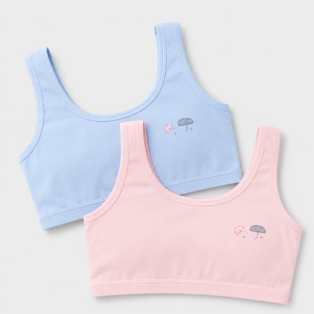 Kit 2 Sutiã Infantil Juvenil Feminino Top Sem Aro Confortável Para Uso Diário Cores Sortidas