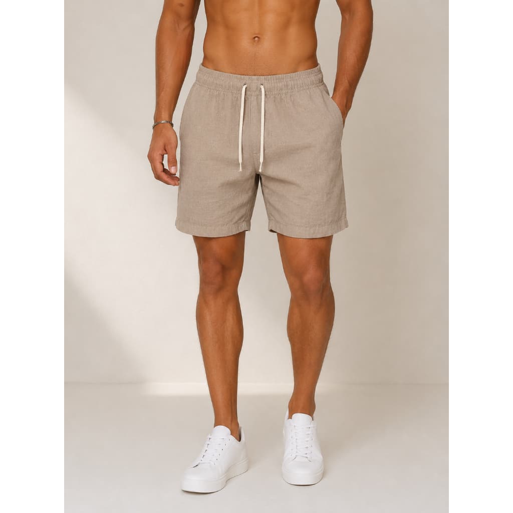 Short Masculino de Linho com Cordão Casual Confortável Verão