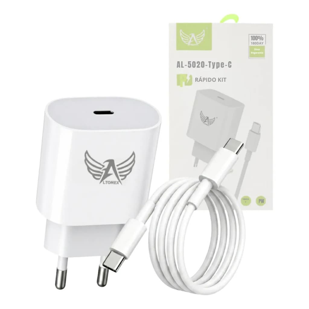 Fonte Carregador Turbo Altomex 20w Usb C Com Cabo Tipo CFonte Carregador Turbo Altomex 20w Usb C Com Cabo Tipo C Fonte C