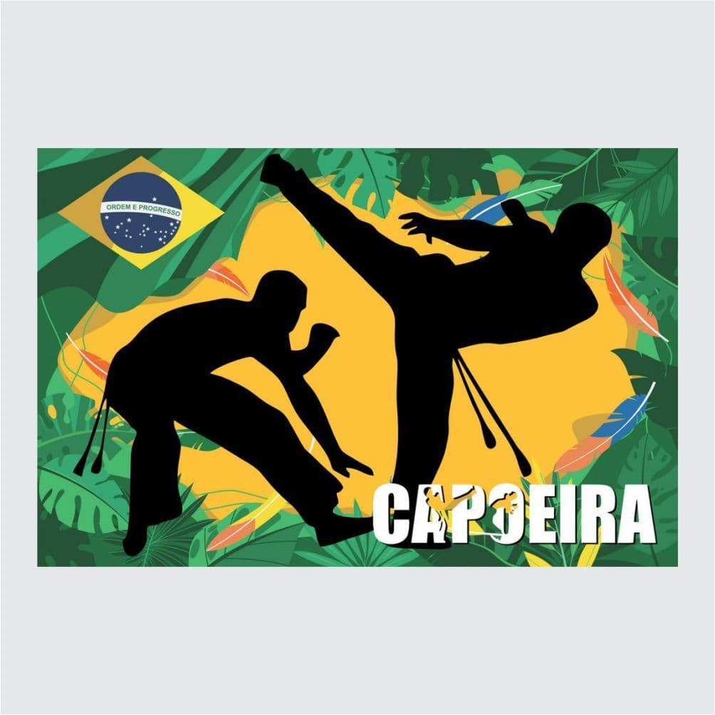 Painel Lona GRANDE Dança Capoeira Golpes Decoração Celebração Bahia Brasil