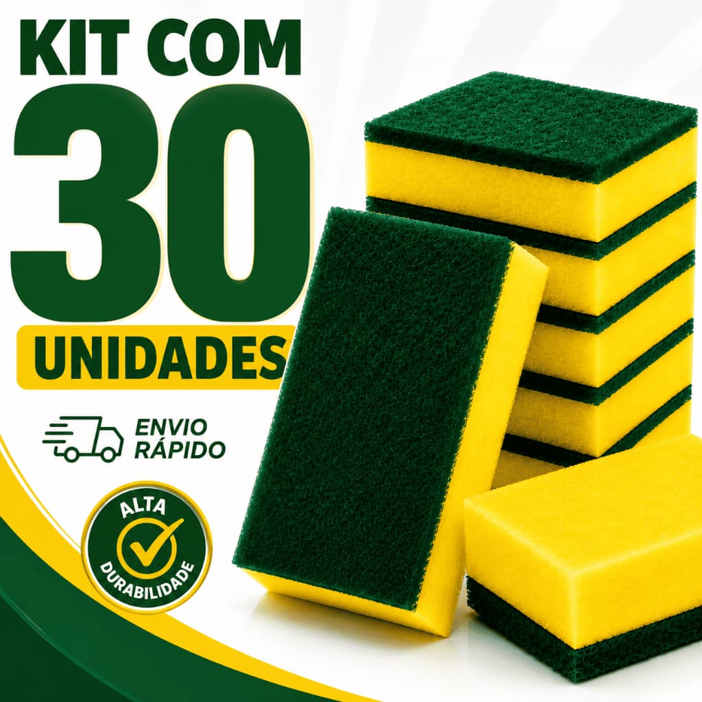 Kit 30 Esponjas Lava Louça Bucha de Cozinha Esponja de Limpeza Multiuso