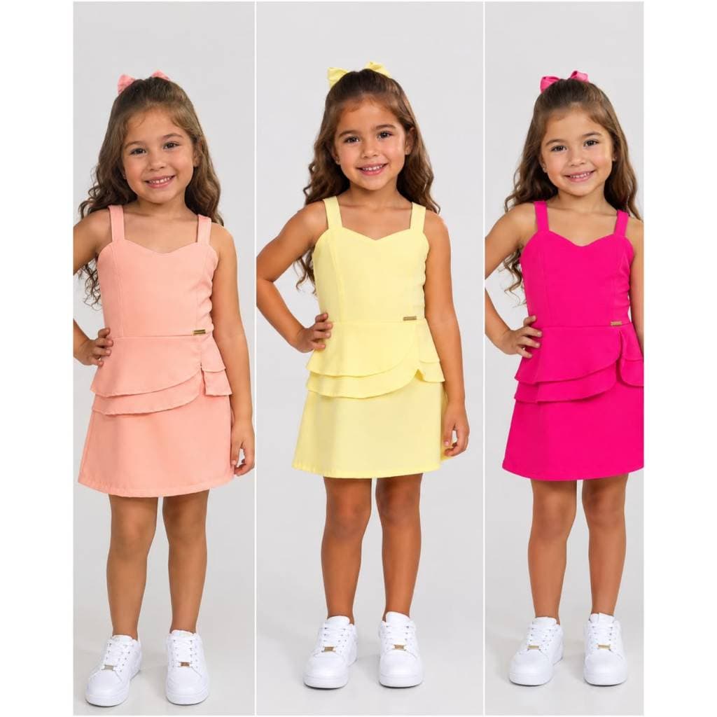 Conjunto Infantil Blogueira Verão Menina Blusinha e Short saia