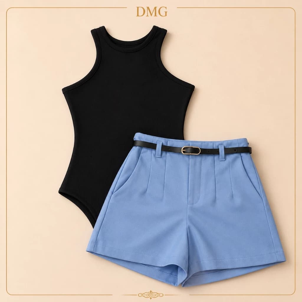 Conjunto Body Regata + Short Alfaiataria Com Cinto - ENVIO IMEDIATOO!!!