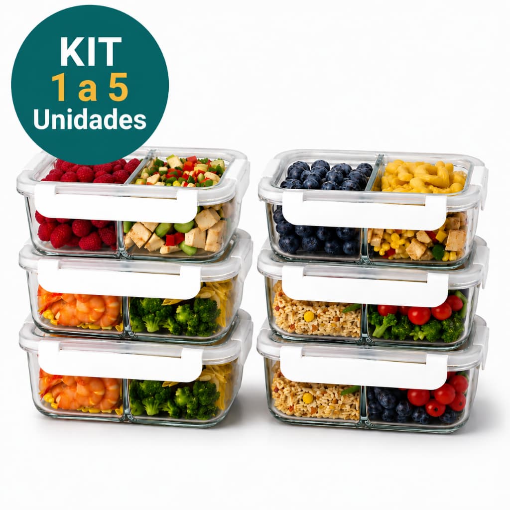 1 a 5 Potes Vidro Herméticos Com Divisória 1040ml Grande Anti Vazamento Marmitas 4 Travas Micro-ondas Freezer