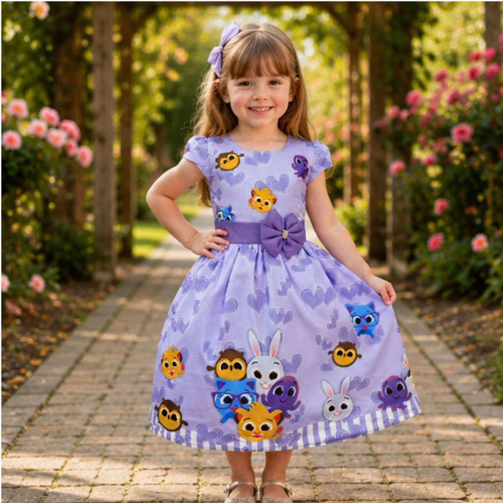 VESTIDO BOLOFOFO LILÁS MENINA FESTA  INFANTIL BOLOFOFO