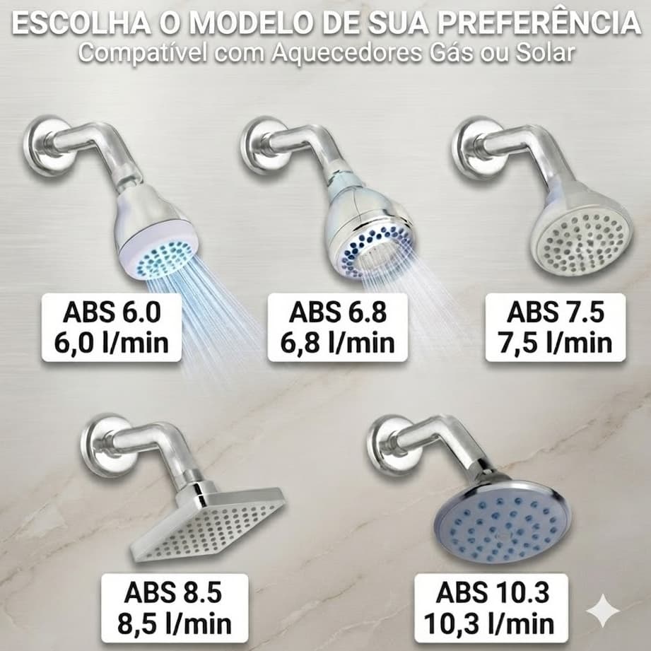 Ducha Articulada ABS Cromado Aquecedor Gás ou Solar Área Externa / Interna  ESCOLHA MODELO PREFERIDO