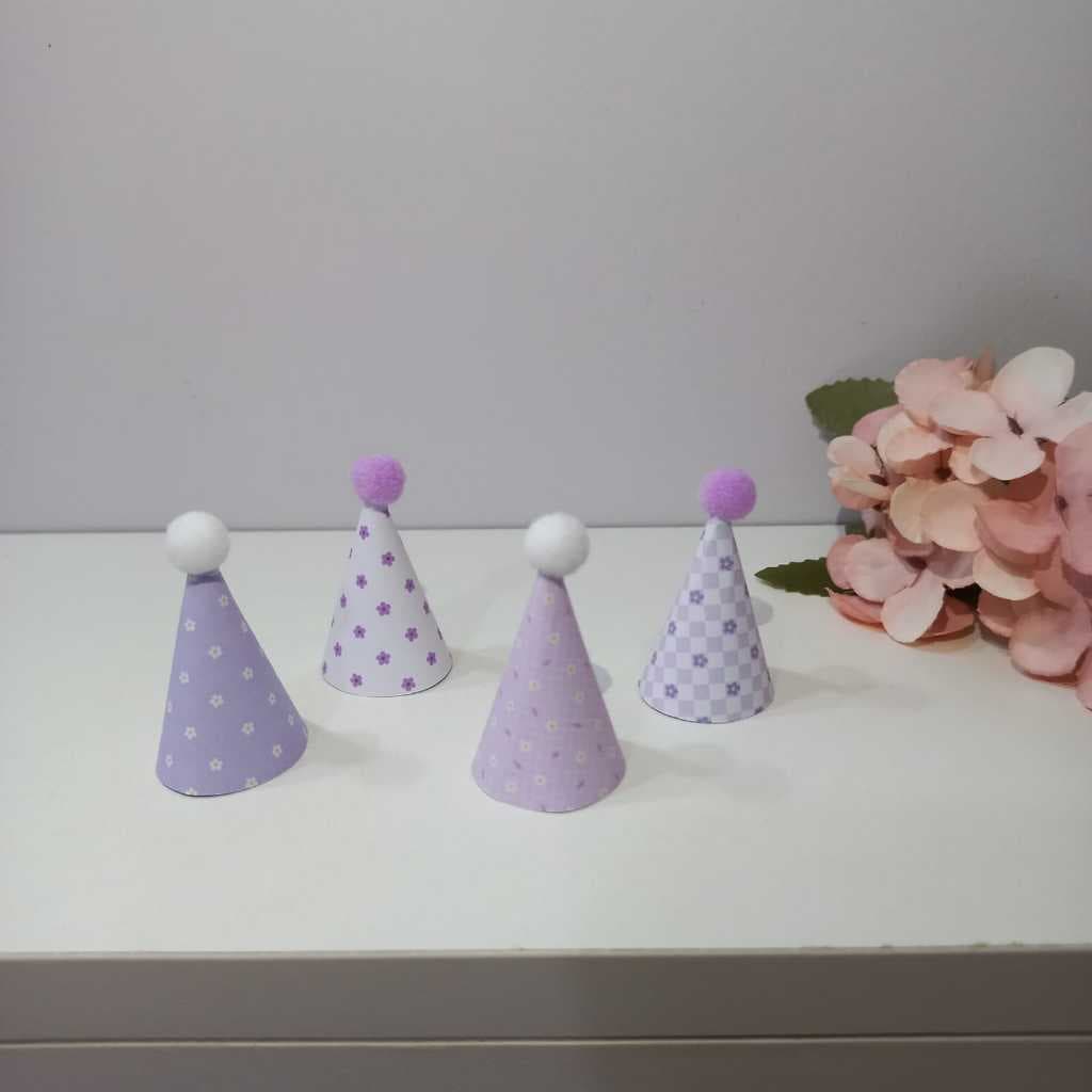 Mini chapeuzinho para docinhos Florzinhas, mini chapeuzinho para tubetes, mini chápeus