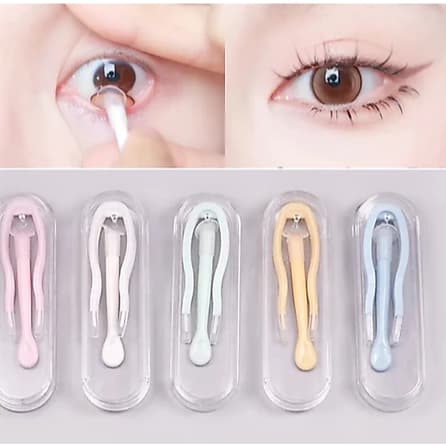 Lentes de Contato Aplicador Removedor Pinça de Silicone Estojo Portátil Higiénico