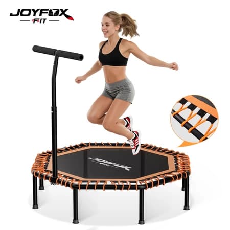 Trampolim Fitness JOYFOX para Adultos e Crianças com Barra Ajustável em 3 Níveis Silencioso até 200kg