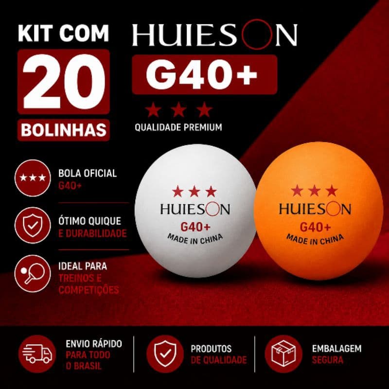 Huieson G40+ 3 Estrelas ABS 40mm Bolinhas Ping Pong Tênis de Mesa Kit 10 20 50 🏓