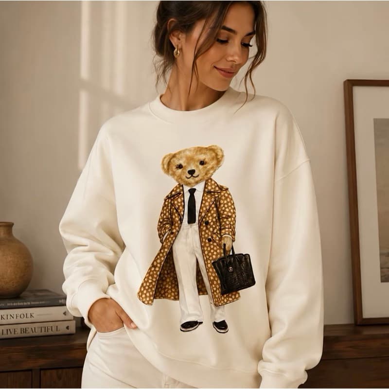 Moletom Casual Ursinho Vintage