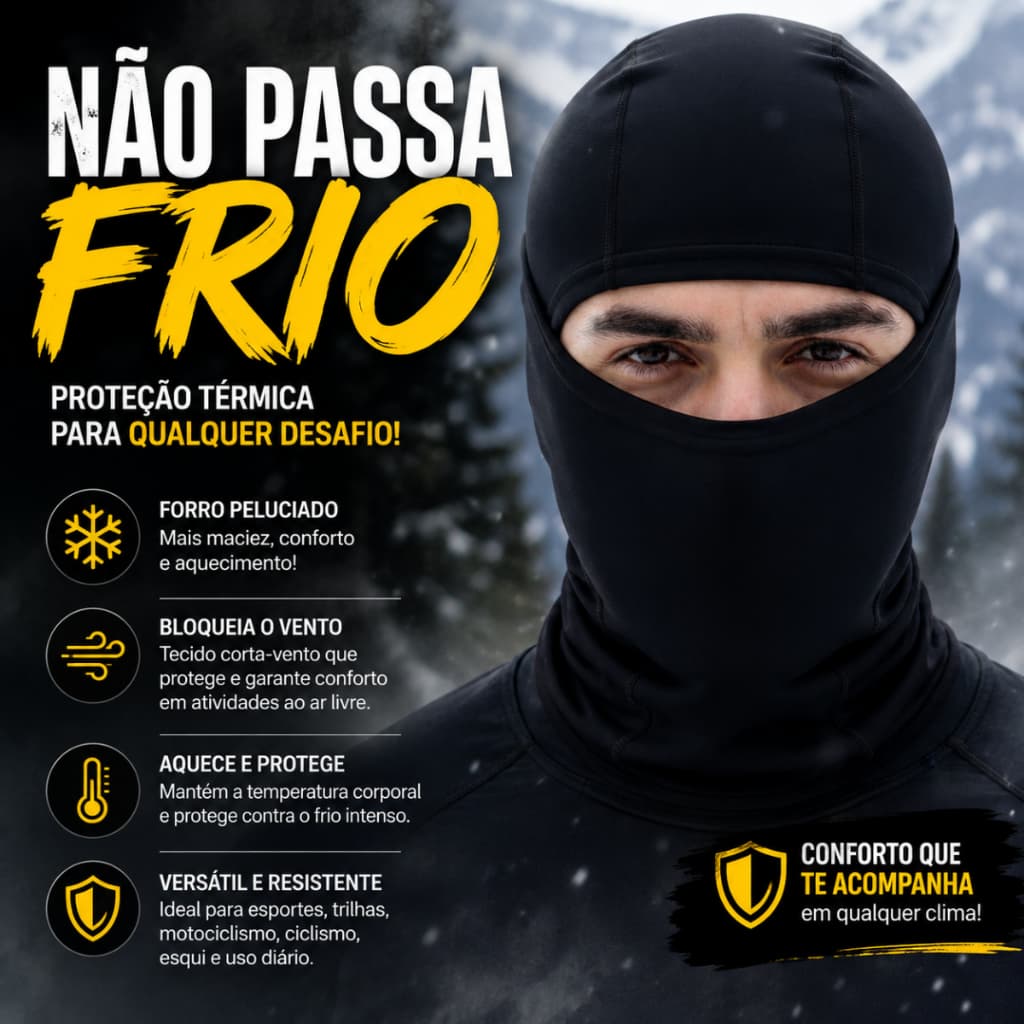 Balaclava Touca Ninja Térmica Forro Peluciado Unissex Moto Bike Ciclismo Inverno