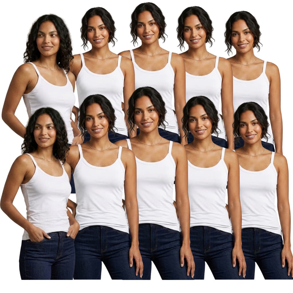 Kit Com 10 Regatas Femininas Básicas Alça Fina Não Desbota Atacado